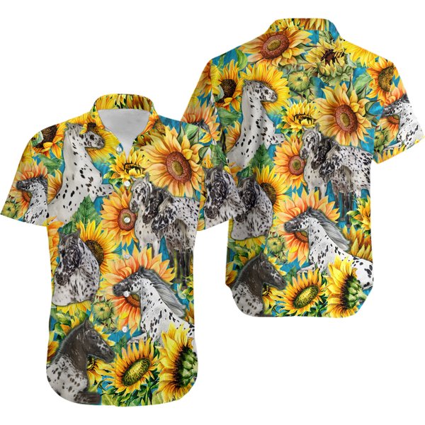 Appaloosa Horse Lovers Sunflower Watercolor Hawaiian Shirt-image