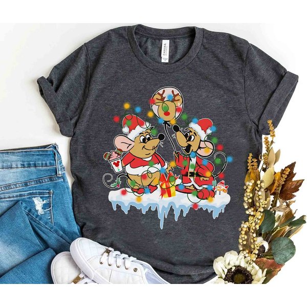 Santa Jaq And Gus Christmas Light Costume T-Shirt-image