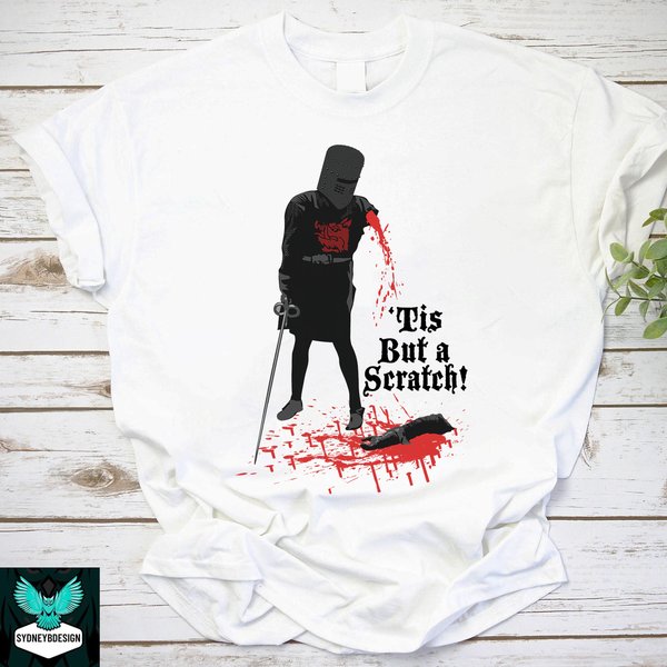 Tis But A Scratch Black Knight Monty Python Vintage T-Shirt-image
