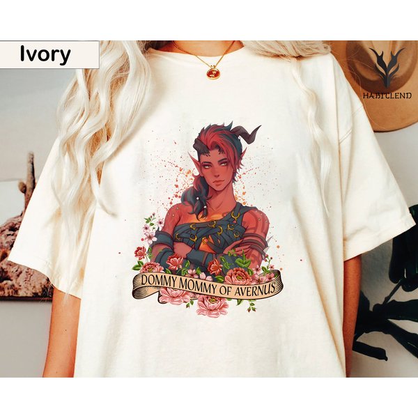 Karlach Dommy Mommy Of Avernus Boho Tshirt, Baldur's Gate 3 Merch Shirt, Video Games Tee-image
