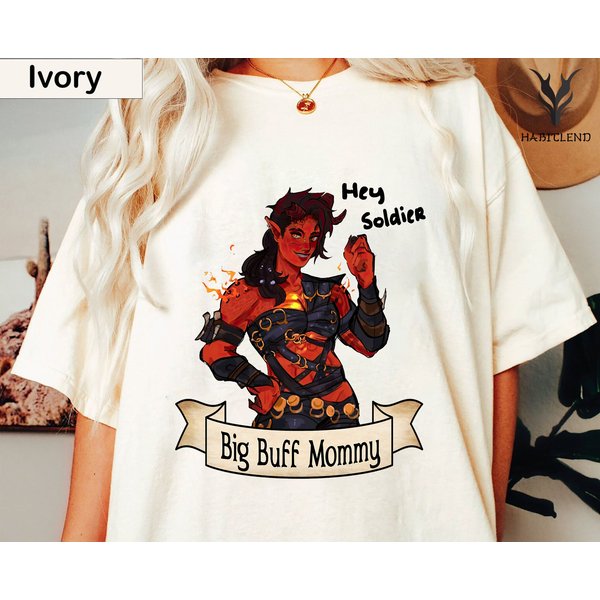 Karlach Big Buff Mommy Simp Tshirt, Baldur's Gate 3 Merch Shirt, Video Games Tee-image