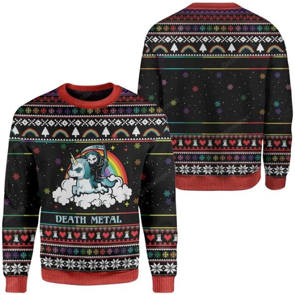 Death Metal Christmas Ugly Sweater, Grim Reaper 3D All Over Print Xmas-image