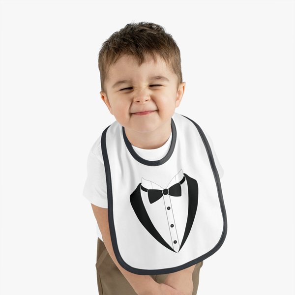 Tuxedo Design 100% Cotton Baby Bib With Velcro Closure
