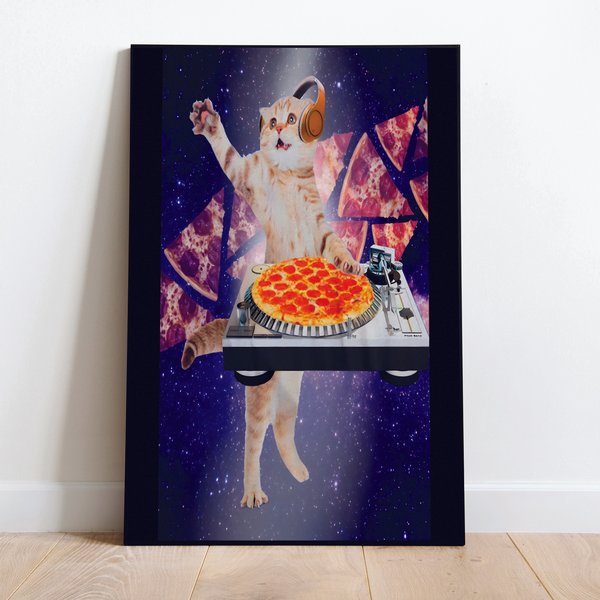 Pizza Cat Space Dj Premium Matte Vertical Poster-image