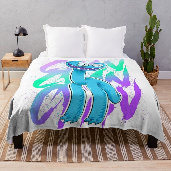 Rainbow Friends Cyan Throw Blanket-image