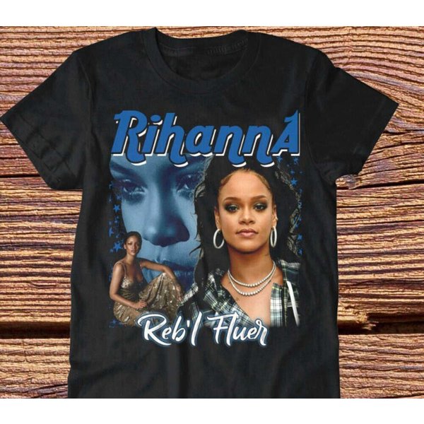 Rihanna T Shirt Unisex Cotton T-Shirt Black-image
