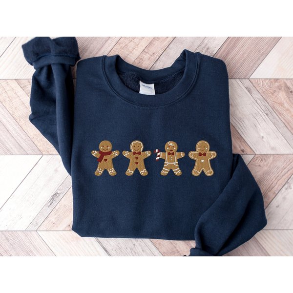 Embroidered Gingerbread Cookies Sweatshirt, Gingerbread Christmas Embroidered Sweatshirt, Christmas Sweatshirt-image