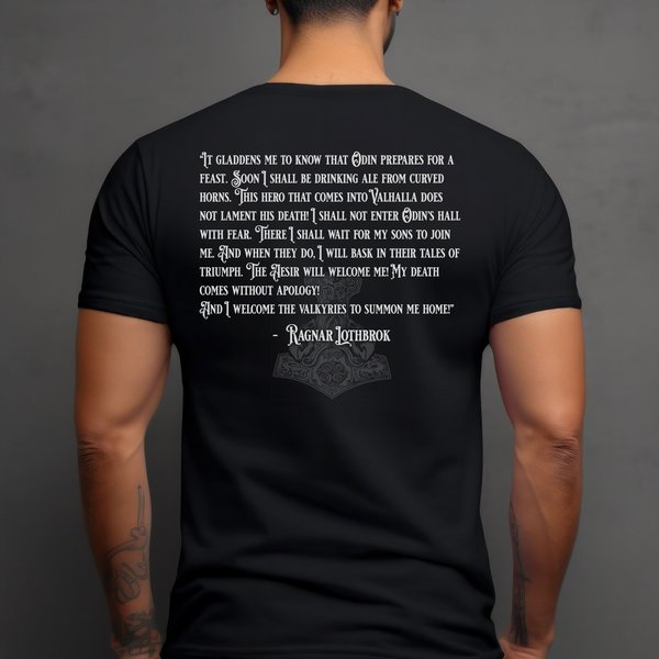 Viking, Norse, Gym T-Shirt & Apparel, Ragnar Lothrok Black T-Shirt, Viking Culture-image