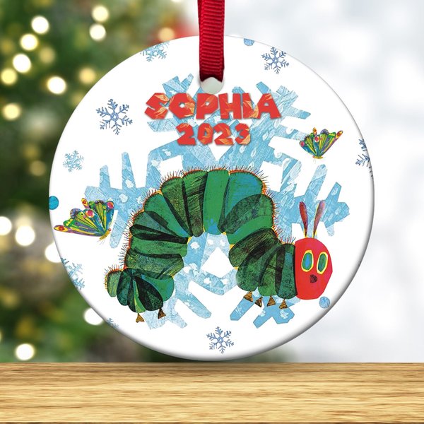 Personalized The Very Hungry Caterpillar Ornament, Reading Book Christmas-image