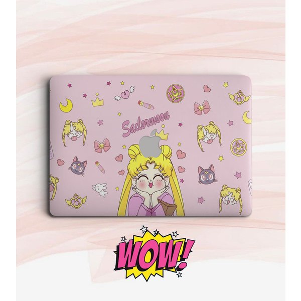 Pink Sailor Moon With Stars Anime Cartoon Art Laptop Skins-image