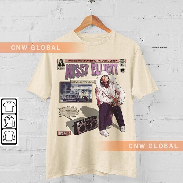 Missy Elliott Comic Shirt, 90s Vintage Merch Art Work It Under Construction