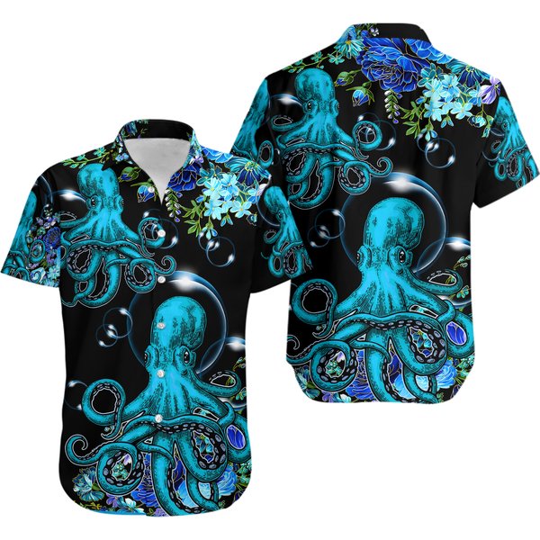 Octopus With Flower Beautiful Day Octopus Ring Hawaiian Shirt-image
