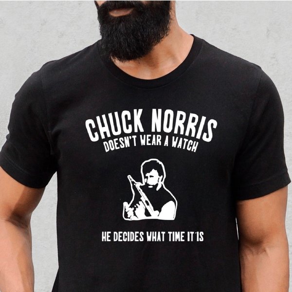 Chuck Norris Doesn't Wear A Watch Tee, Chuck Norris Jokes, Men's Tee Shirt-image