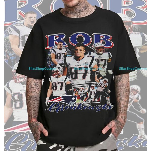 Vintage 90S Graphic Style Rob Gronkowski T-Shirt, Rob Gronkowski Football T-Shirt-image
