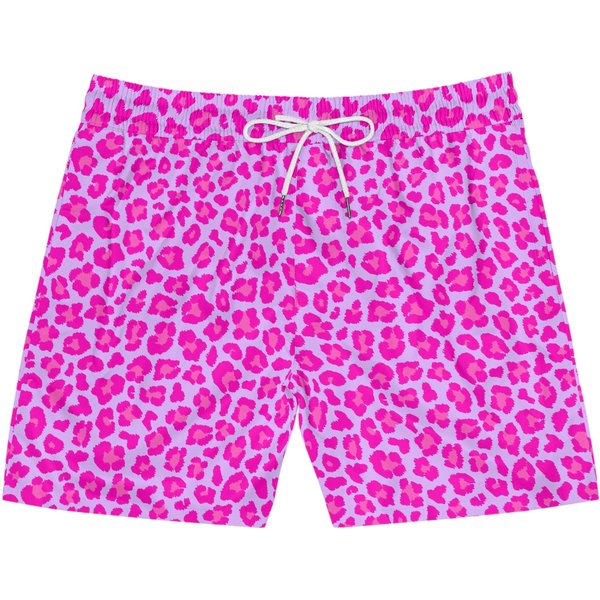 Pink Leopard Print Animal Print Men's Shorts-image