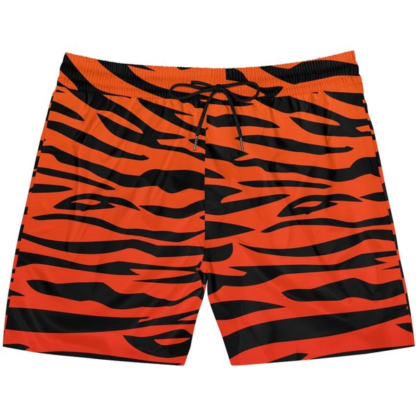Orange Red And Black Bengal Tiger Stripes Striped Shorts-image
