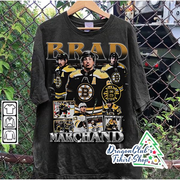 Vintage 90S Graphic Style Brad Marchand T-Shirt Ice Hockey T-Shirt-image