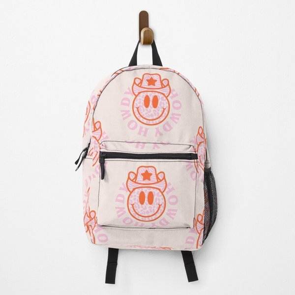 Howdy Yall | Preppy Aesthetic Smiley Face With Leopard Backpack-image
