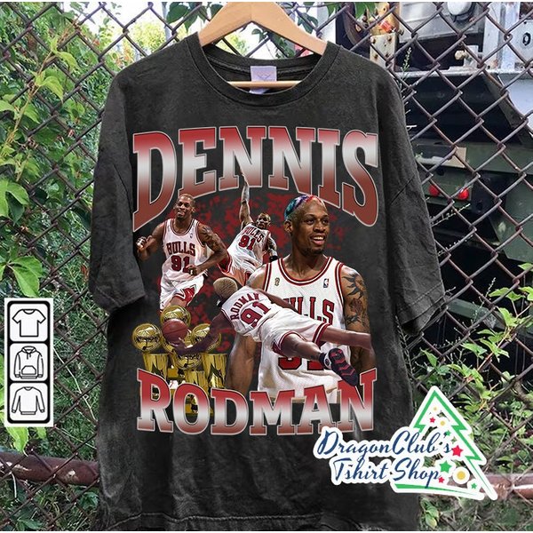 Vintage 90S Graphic Style Dennis Rodman T-Shirt Basketball T-Shirt-image