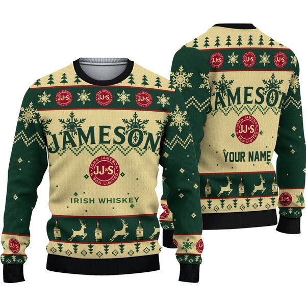 Jameson Irish Whiskey Custom Ugly Knitted Christmas 3D Sweater-image