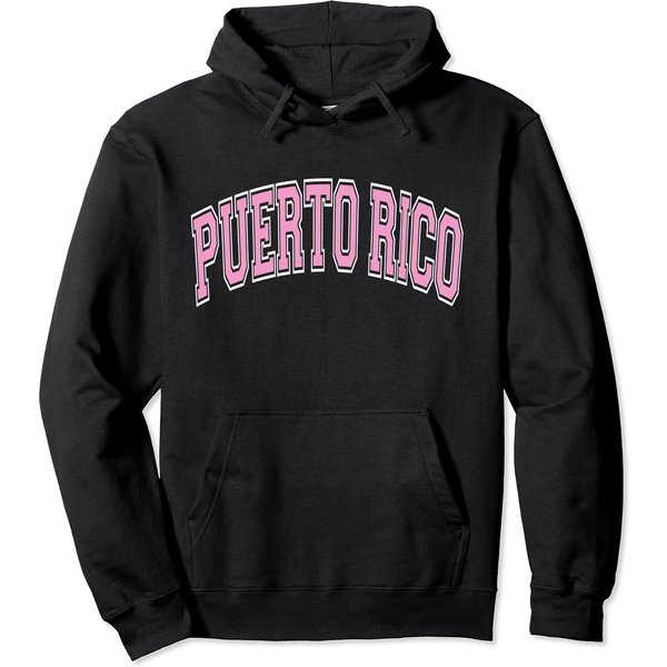 Puerto Rico Hoodie Puerto Rico Varsity Style Pink Text-image
