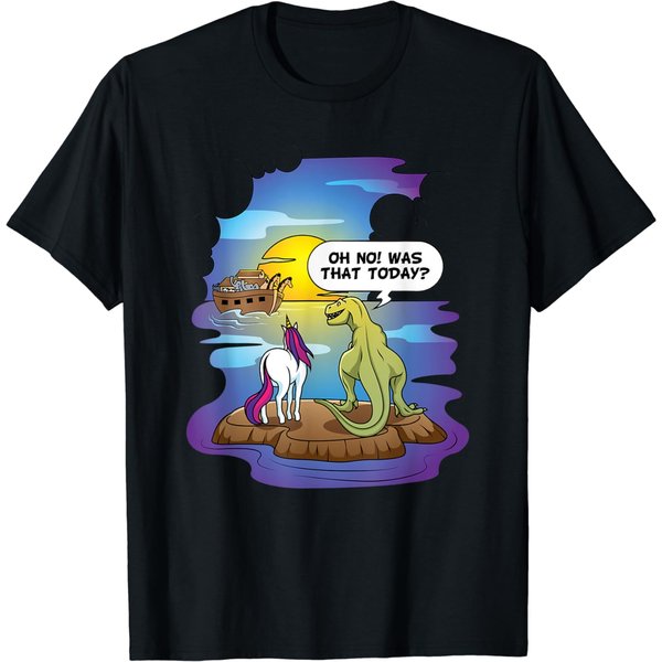 Noahs Ark Christian Pun Bibble The Last Unicorn Dinosaur T-Shirt-image
