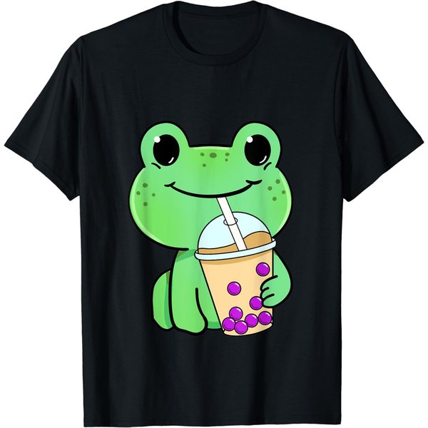 Frog Drinking Bubble Tea T-Shirt-image