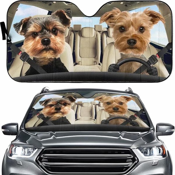 Personalized Funny Animal Yorkshire Terrier Dog Driver Car Sun Sunshade-image