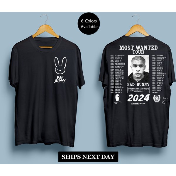 Bad Bunny Most Wanted Tour 2024 Unisex Shirt, Most Wanted Bad Bunny Tour-image