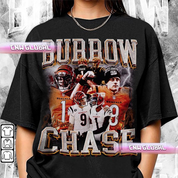 Joe Burrow Ja'marr Chase Football Shirt, American Sport Vintage Shirt-image