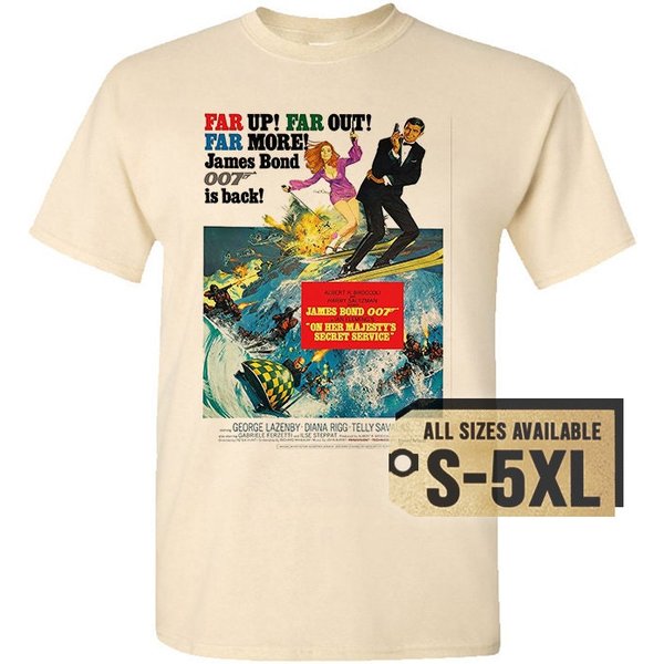 On Her Majesty's Secret Service 1969 James Bond V1 Natural White Grey Vintage Men T Shirt-image