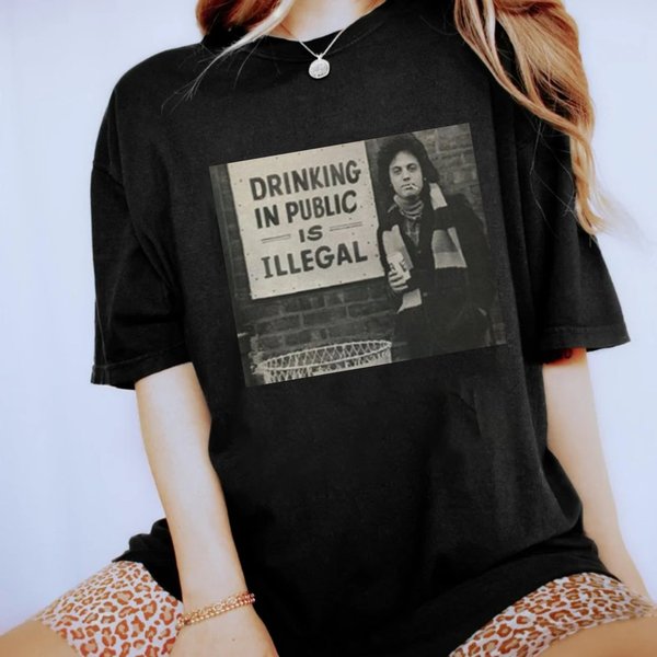 Vintage 70S Billy Joel Shirt, Drinking In Public Is Illegal Billy Joel-image