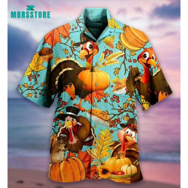 Turkey Happy Thanksgiving 3D Hawaii Shirt All Over Print Mother Day Gift-image