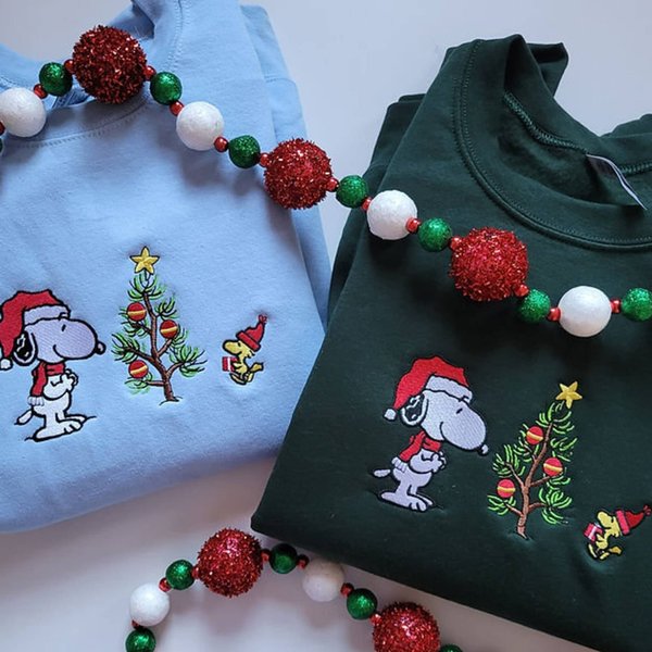Snoopy Christmas Gratitude Embroidered Sweatshirt