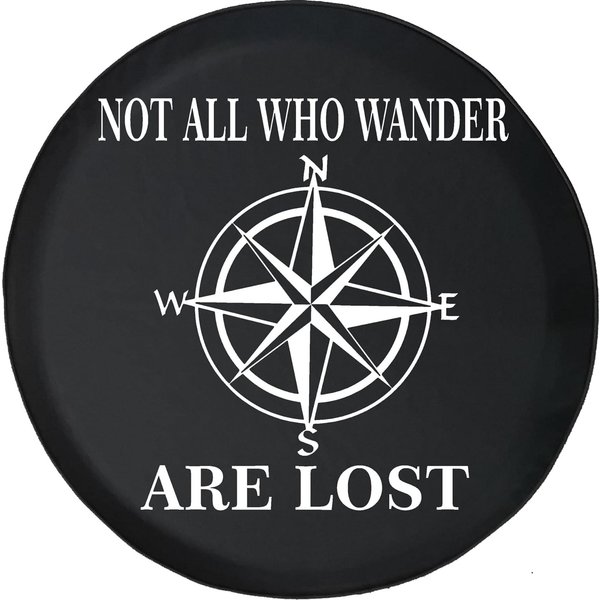 Spare Tire Cover With Not All Who Wander Are Lost Compass Star