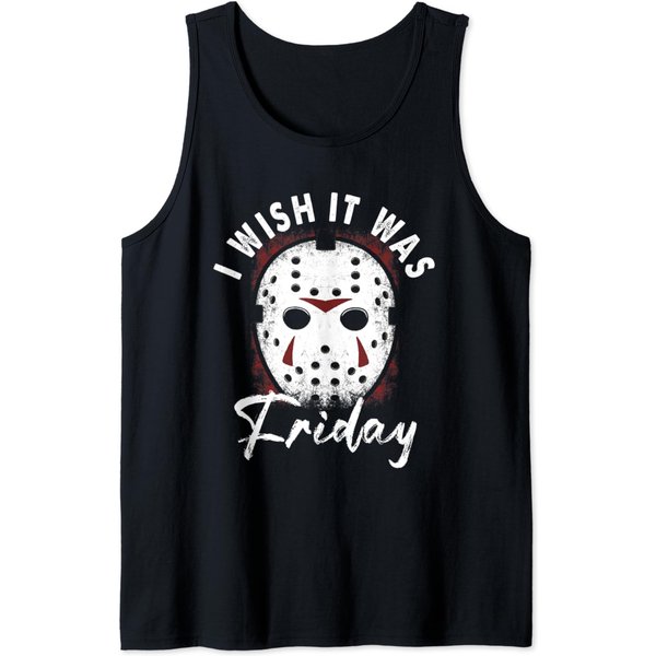 I Wish It Was Friday Lazy Halloween Costume Mask Face Tank Top-image