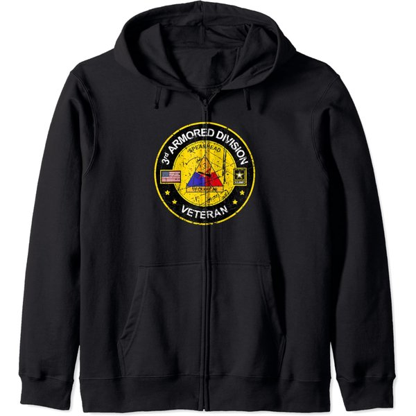 Distressed 3Rd Armored Division Veteran Zip Hoodie-image