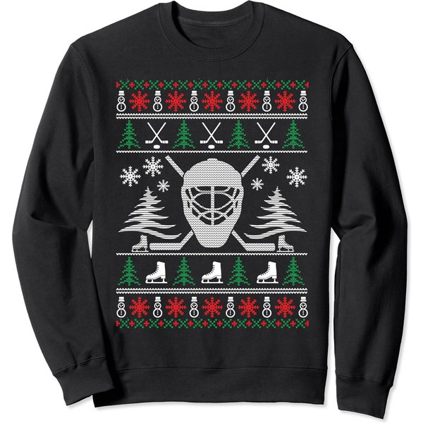 Ugly Sweater Christmas Helmet Ice Hockey For Hockey Lovers Sweatshirt-image