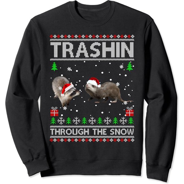 Garbage Gang Opossum Raccoon Ugly Christmas Sweater Sweatshirt-image