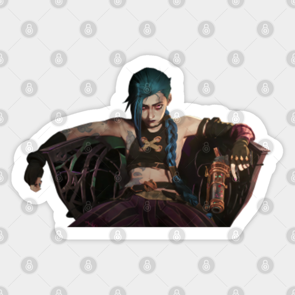 Jinx On Her Throne - Arcane Lol Powder Transparent Art - Jinx - Sticker-image