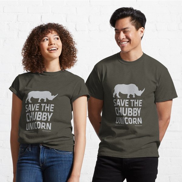 Save The Chubby Unicorn Grey Classic T-Shirt-image