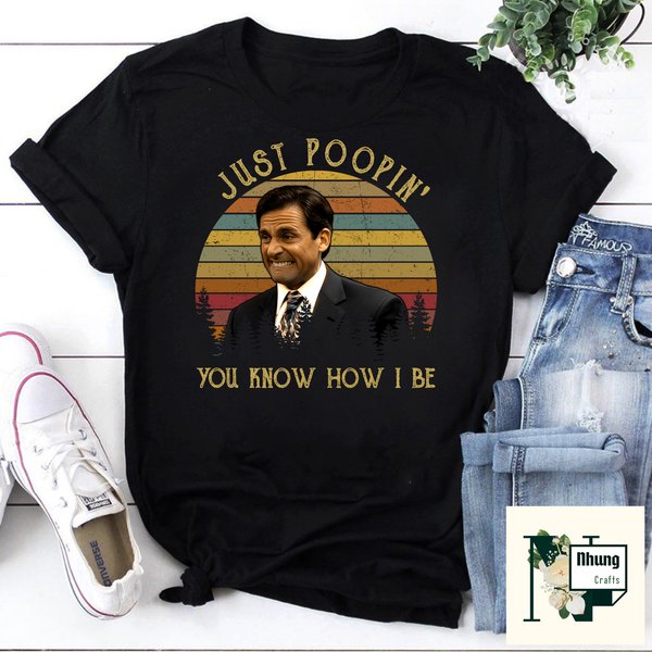 Just Poopin You Know How I Be Vintage T-Shirt, The Office Series Shirt-image