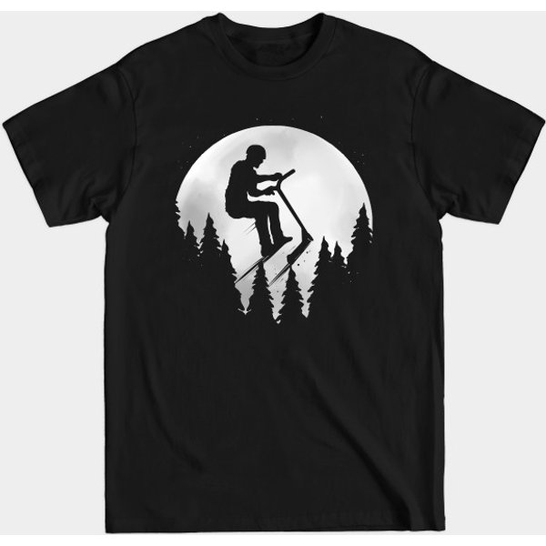 Scooter Rider Moon Night Design T-Shirt-image
