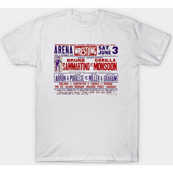 Sammartino Monsoon Vintage Poster - Wrestling - T-Shirt-image