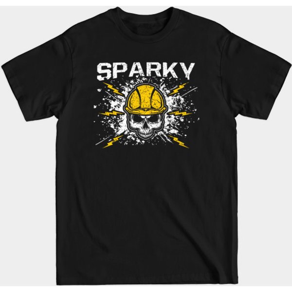 Sparky Grounded Voltage Electrician Lineman Skull - Electricians - T-Shirt-image