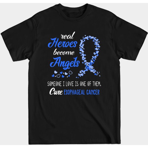Real Heroes Become Angels - Esophageal Cancer Awareness T-Shirt-image