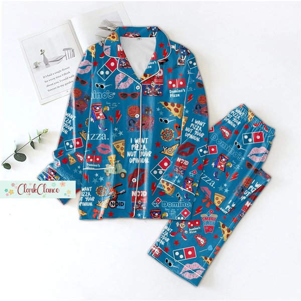 Domino Pizza Pajamas Set, Domino Pajamas, Pizza Thick Pajamas-image