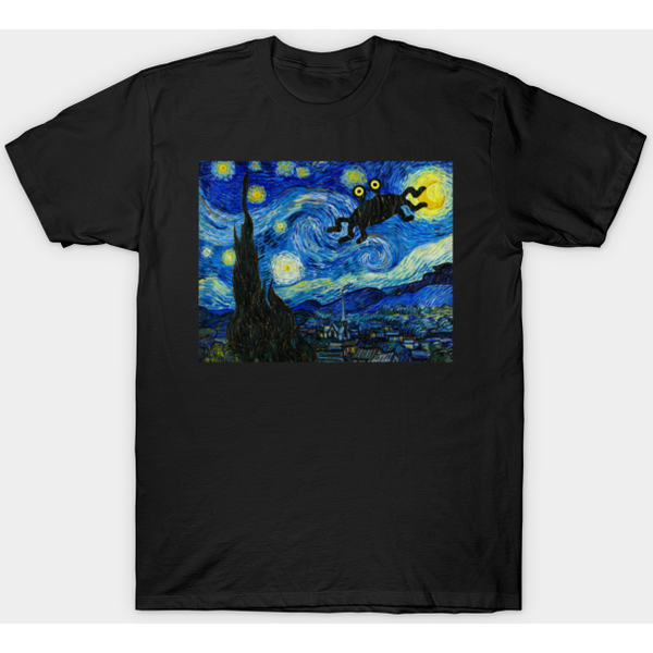 Flying Spaghetti Monster - Starry Night Parody - Atheist - T-Shirt-image