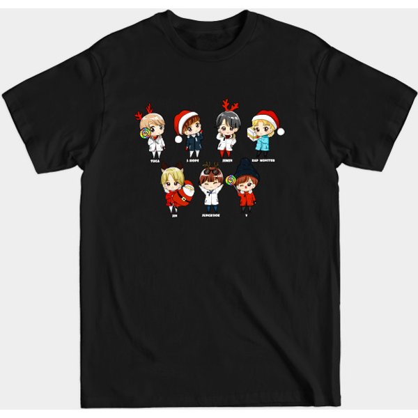 Kpop Bts Chibi Christmas - Bts Christmas Gift - T-Shirt-image