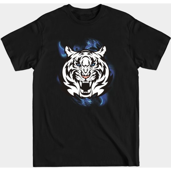 White Tiger With Blue Eyes - Tiger Face - T-Shirt-image